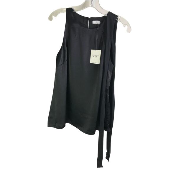 November Four Top Womens Size XS Black Shoulder Tie Sleeveless Button Back NWT - Picture 2 of 9